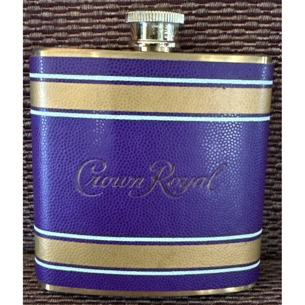 Crown Royal Purple & Gold Hip Flask 6 oz Stainless Steel - Unused